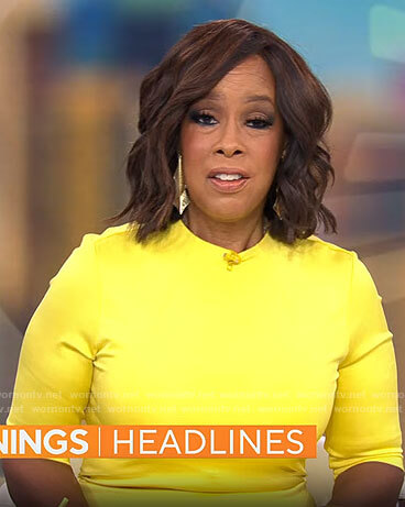 Gayle King’s yellow high neck dress on CBS Mornings