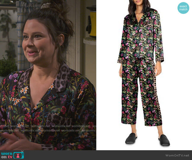 Odessa Mixed Print Satin Pajama Set by Generation Love worn by Jen (Katie Lowes) on How We Roll