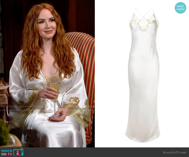 Gilda & Pearl Long Gina Satin Slip Nightdress worn by Mariah Copeland (Camryn Grimes) on The Young and the Restless