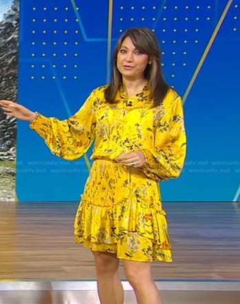 Ginger’s yellow floral long sleeve dress on Good Morning America