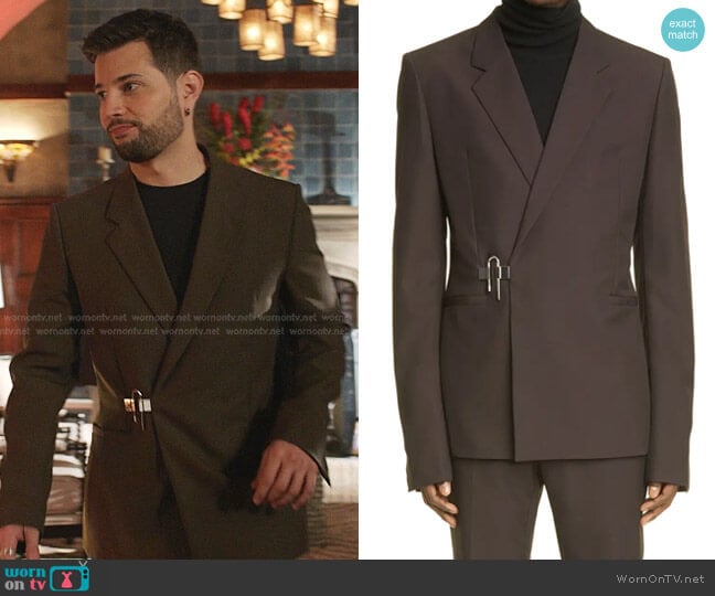 Padlock Slim Fit Wool Sport Coat by Givenchy worn by Sam Flores (Rafael de la Fuente) on Dynasty