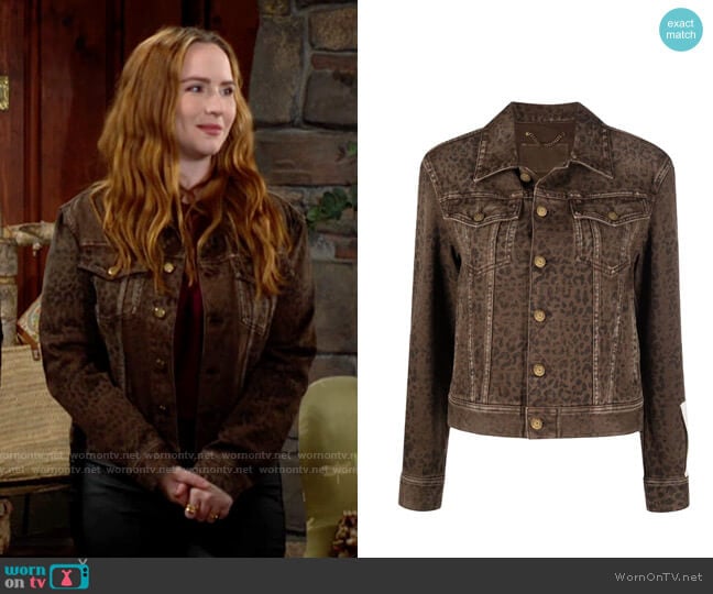 Golden Goose Leopard Print Denim Jacket worn by Mariah Copeland (Camryn Grimes) on The Young and the Restless