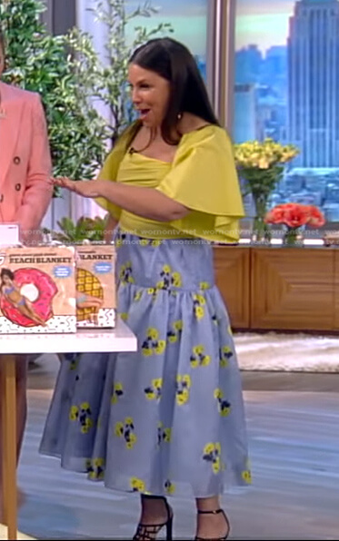Gretta Monahan’s yellow top and blue floral skirt on The View