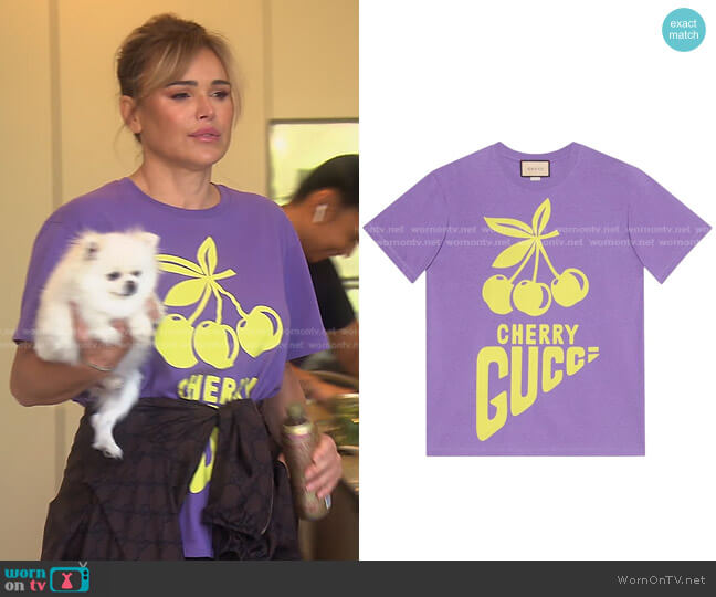 Cherry Gucci printed T-Shirt by Gucci worn by Diana Jenkins on The Real Housewives of Beverly Hills