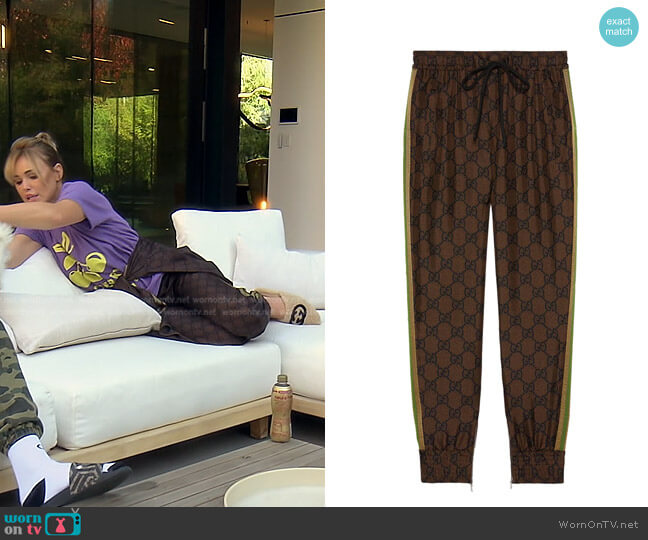 GG Supreme Print Track Pants by Gucci worn by Diana Jenkins on The Real Housewives of Beverly Hills