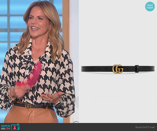 Leather Belt with Double G Buckle by Gucci worn by Natalie Morales  on The Talk