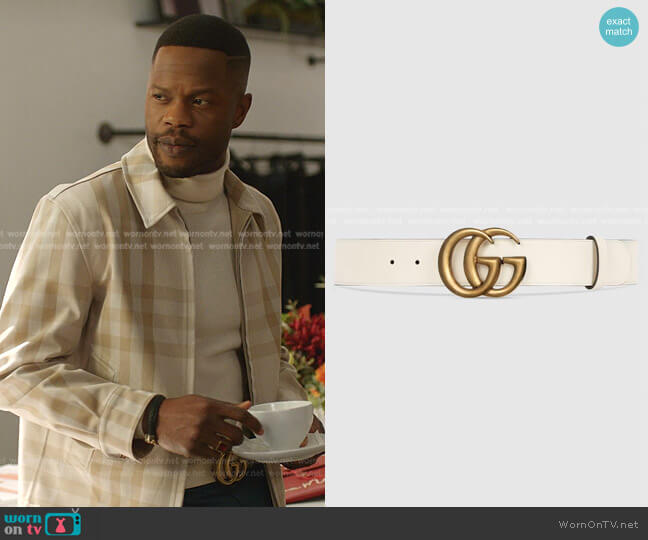 Leather Belt with Double G Buckle by Gucci worn by Jeff Colby (Sam Adegoke) on Dynasty