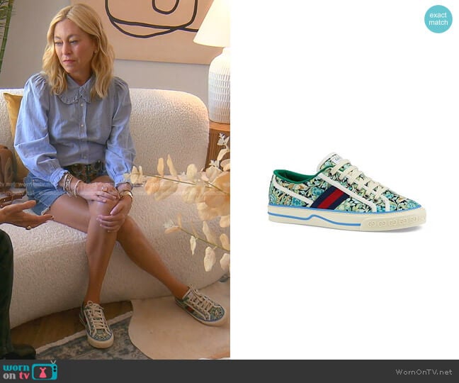 Tennis 1977 Liberty London Sneakers by Gucci worn by Sutton Stracke on The Real Housewives of Beverly Hills