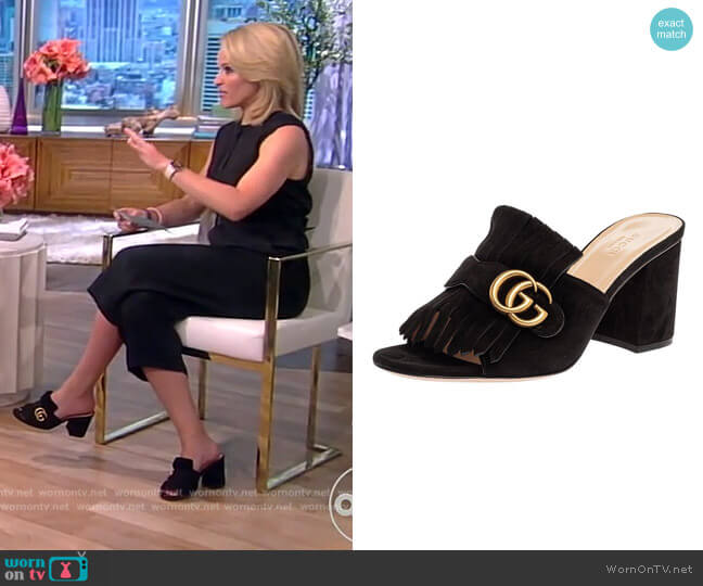 Suede Marmont Fringed Slide Sandals by Gucci worn by Sara Haines on The View