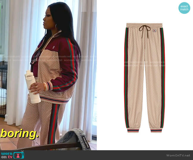  Interlocking G-Print Track Pants by Gucci worn by Garcelle Beauvais on The Real Housewives of Beverly Hills