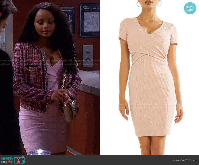 Cecille Rib Wrap Dress by Guess worn by Chanel Dupree (Raven Bowens) on Days of our Lives