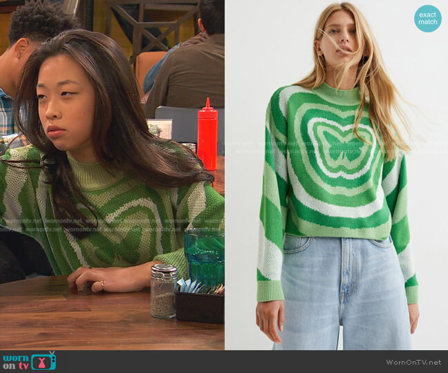 Jacquard-knit Sweater by H&M worn by Ivy (Emmy Liu-Wang) on Ravens Home