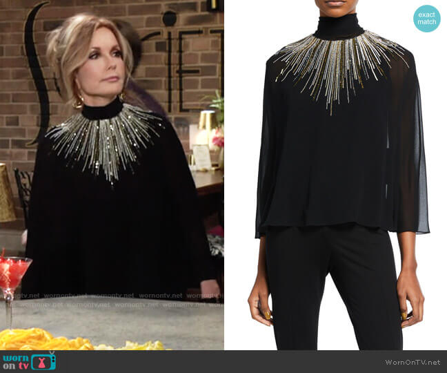 Halston Aidan Caped Blouse worn by Lauren Fenmore (Tracey Bregman) on The Young and the Restless