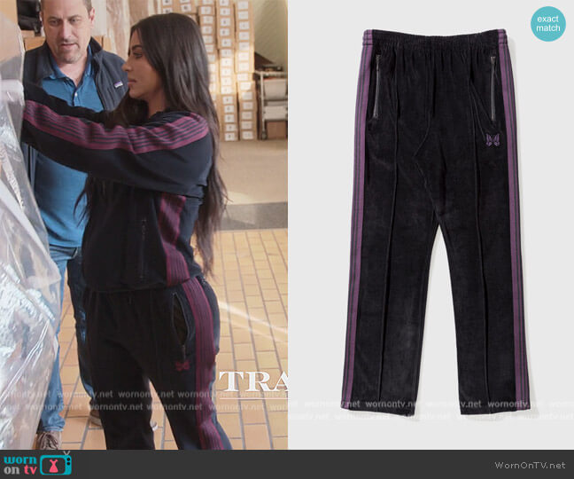 Velour Narrow Track Pants by Needles worn by Kim Kardashian (Kim Kardashian) on The Kardashians