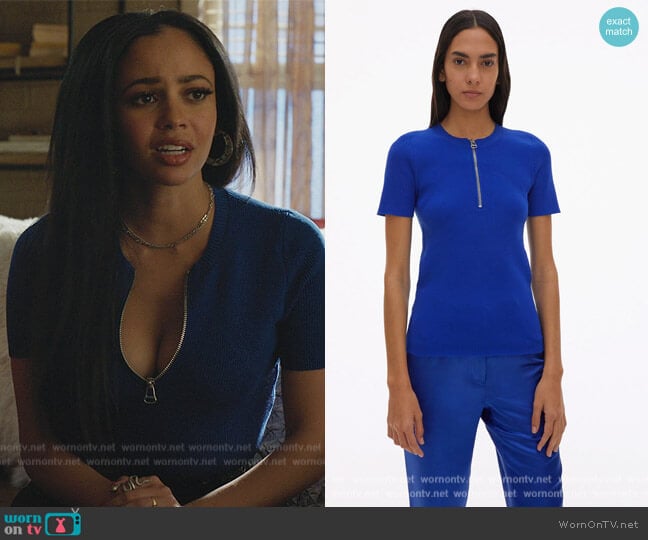 Essential Zip Tee by Helmut Lang worn by Toni Topaz (Vanessa Morgan) on Riverdale