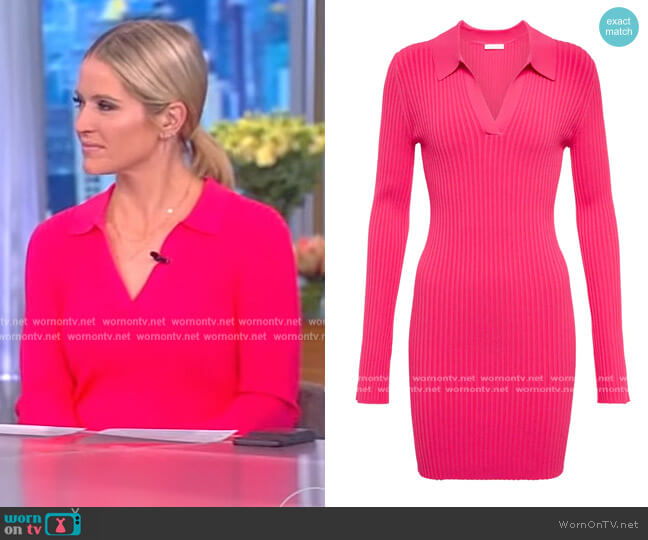 Ribbed-knit polo minidress by Helmut Lang worn by Sara Haines on The View