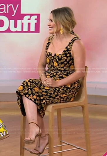 Hilary Duff’s black floral peplum dress on Today