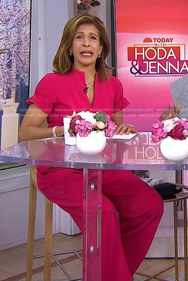 Hoda’s pink short sleeve jumpsuit on Today