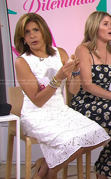 Hoda's white sleeveless lace dress on Today