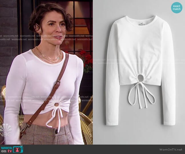 Cinched O-Ring Wrap T Shirt by Hollister worn by Sarah Horton (Linsey Godfrey) on Days of our Lives