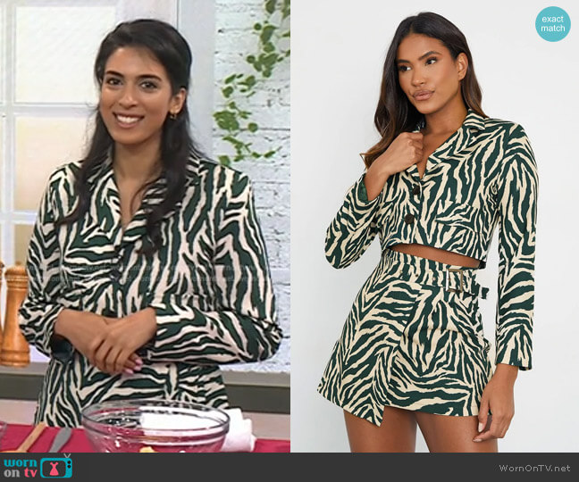 Cropped Zebra Printed Blazer and Skirt by I Saw It First worn by Crystelle Pereira on Today