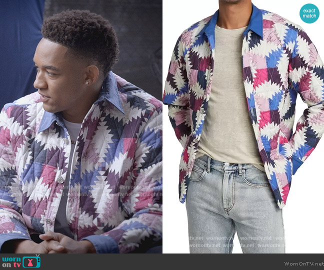 Hendery Patchwork Quilt Shirt Jacket by Isabel Marant worn by Damon (Peyton Alex Smith) on All American Homecoming