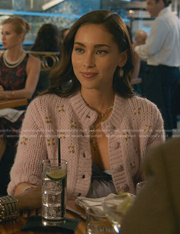 Isabella’s pink floral knit cardigan on Good Trouble