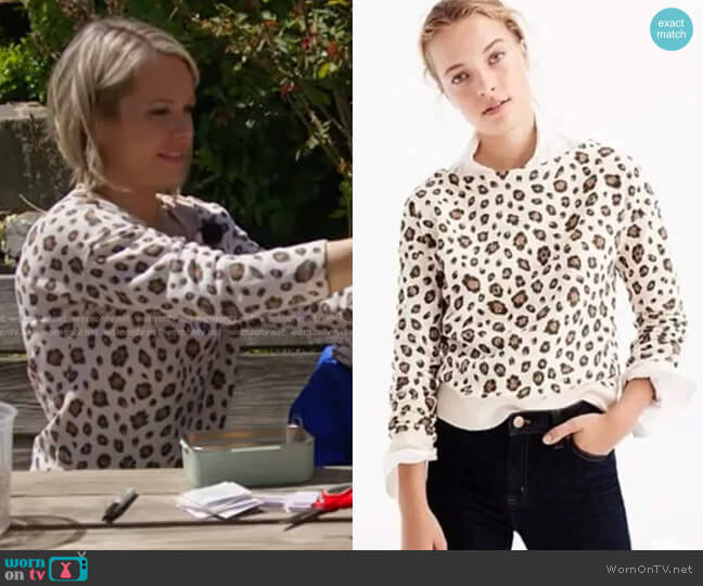 Leopard Boat Neck Sweatshirt by J. Crew worn by Dylan Dreyer on Today