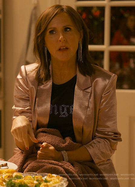 Jackie’s shiny pink blazer on I Love That For You