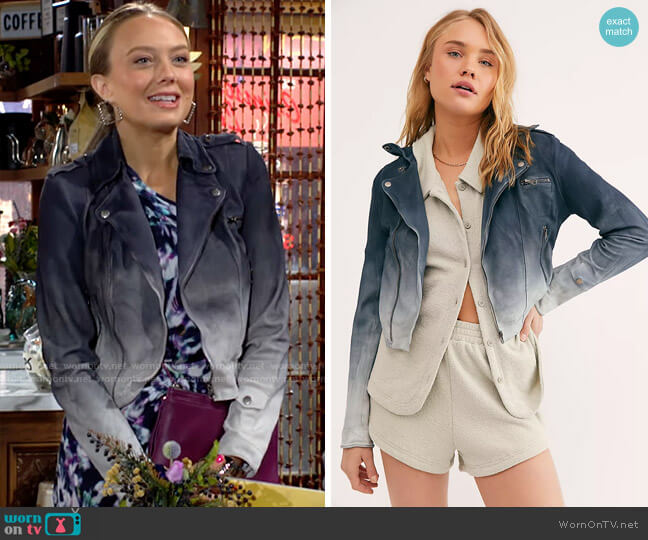 Jakett Josey Ombre Moto Jacket worn by Abby Newman (Melissa Ordway) on The Young and the Restless