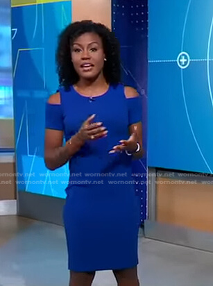 Janai’s blue cold shoulder dress on Good Morning America