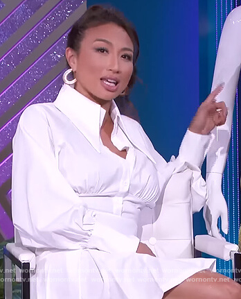 Jeannie’s white smocked waist dress on The Real