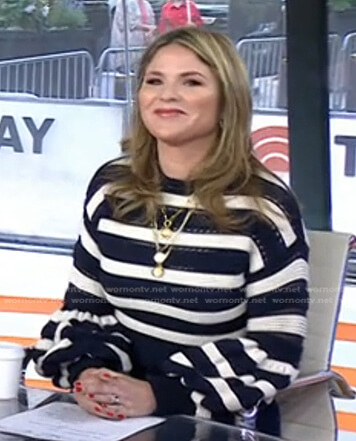 Jenna's navy striped puff sleeve sweater on Today