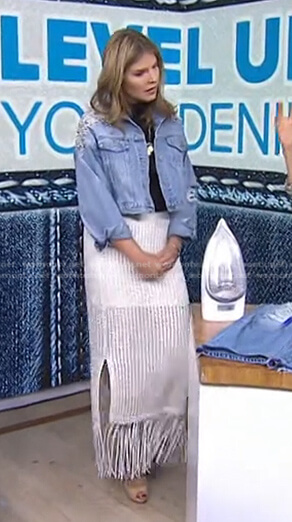 Jenna's white fringed hem skirt on Today