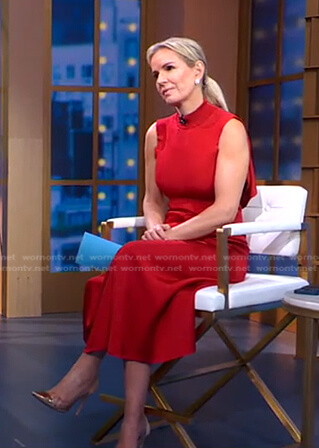 Jennifer’s red mock neck sleeveless dress on Good Morning America