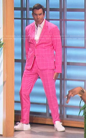 Jerry’s pink check blazer and pants on The Talk