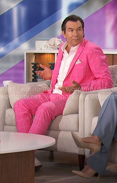 Jerry's pink check blazer and pants on The Talk