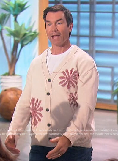 Jerry’s white floral cardigan on The Talk