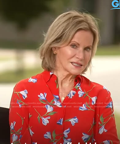 Joan Robach’s red floral blouse on Good Morning America