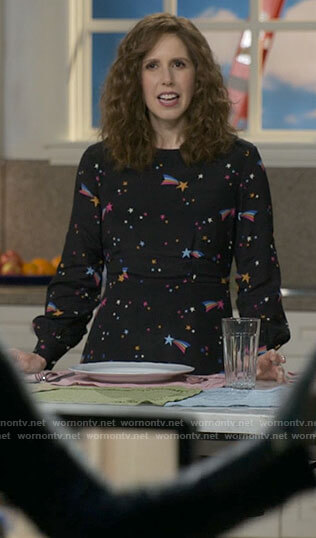 Joanna's black shooting star print dress on I Love That For You