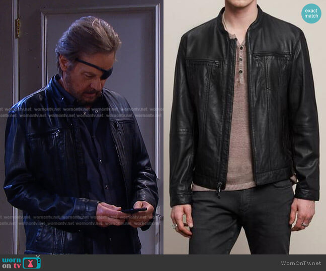 Band Collar Leather Jacket John Varvatos Star USA worn by Stephen Nichols on Days of our Lives