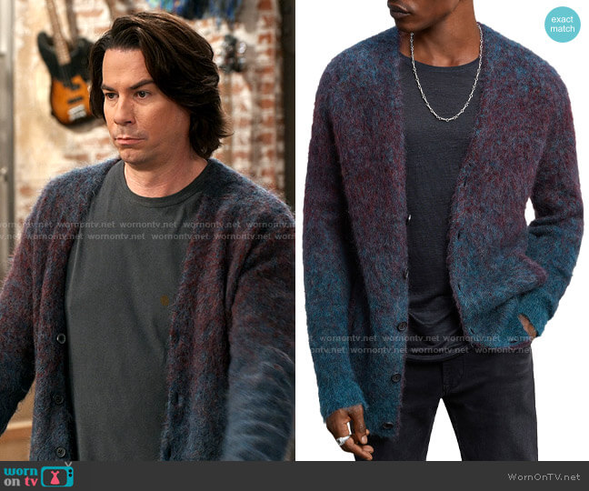 John Varvatos Mohair Cardigan Sweater worn by Spencer Shay (Jerry Trainor) on iCarly