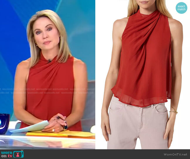 Paul Sleeveless Blouse by Joie worn by Amy Robach on Good Morning America