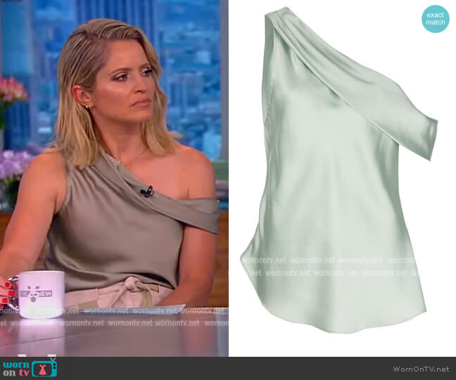 Lexy draped one-shoulder blouse by Jonathan Simkhai worn by Sara Haines  on The View