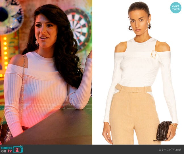 Jonathan Simkhai Mandie Cutout Top worn by Beth Ann McGann (Ayden Mayeri) on I Love That For You