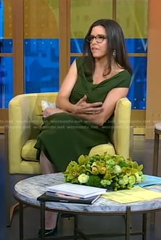 Kate Gibson’s green v-neck knit dress on Good Morning America