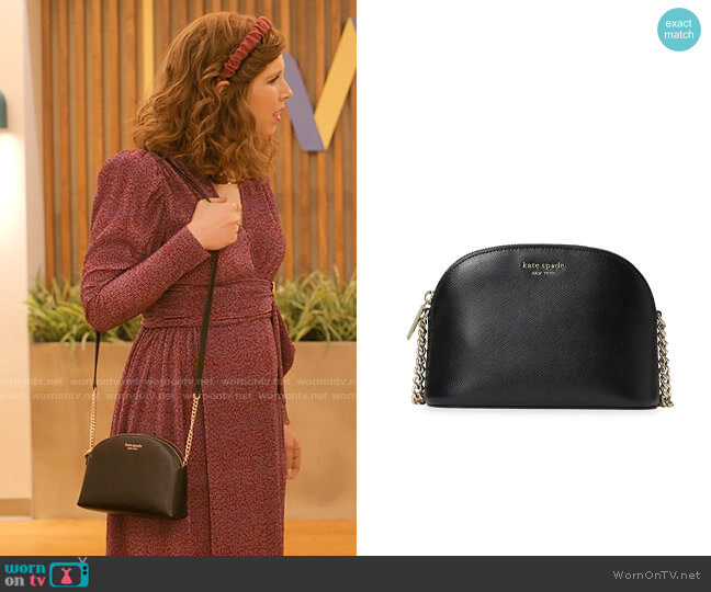 Kate Spade Small Spencer Leather Dome Crossbody worn by Joanna Gold (Vanessa Bayer) on I Love That For You