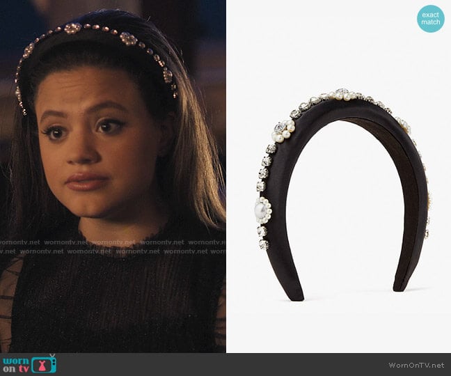 Kate Spade Embellished Satin Headband worn by Maggie Vera (Sarah Jeffery) on Charmed