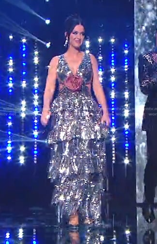 Katy’s sequin tiered cutout dress on American Idol