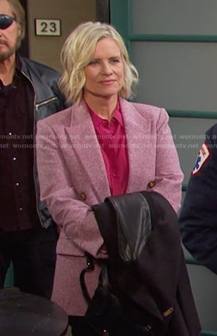 Kayla’s pink double breasted blazer on Days of our Lives
